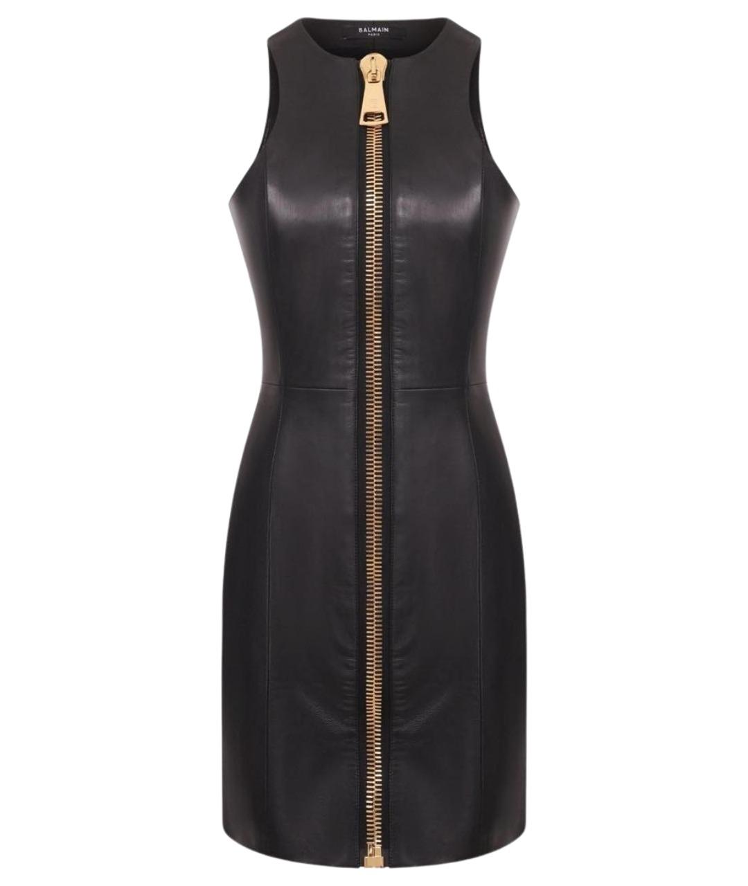 BALMAIN Черное кожаное вечернее платье, фото 1