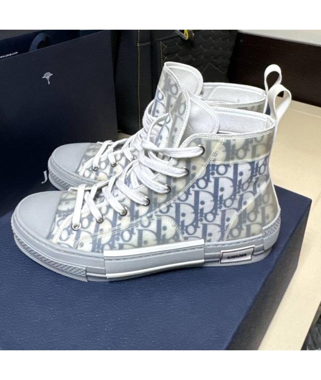 CHRISTIAN DIOR Белые текстильные высокие кроссовки / кеды, фото 7