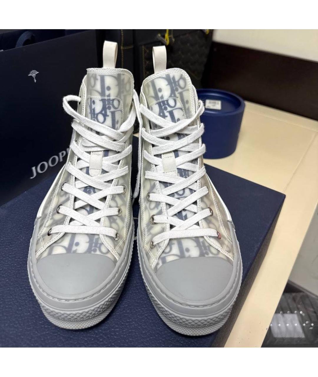 CHRISTIAN DIOR Белые текстильные высокие кроссовки / кеды, фото 2