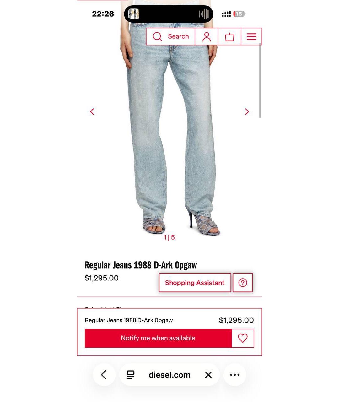 DIESEL Синие хлопковые прямые джинсы, фото 5