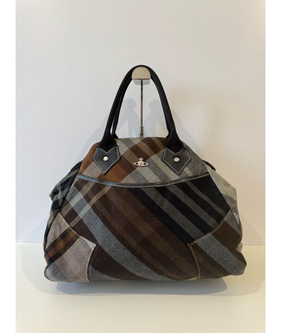 VIVIENNE WESTWOOD Коричневая тканевая сумка тоут, фото 9