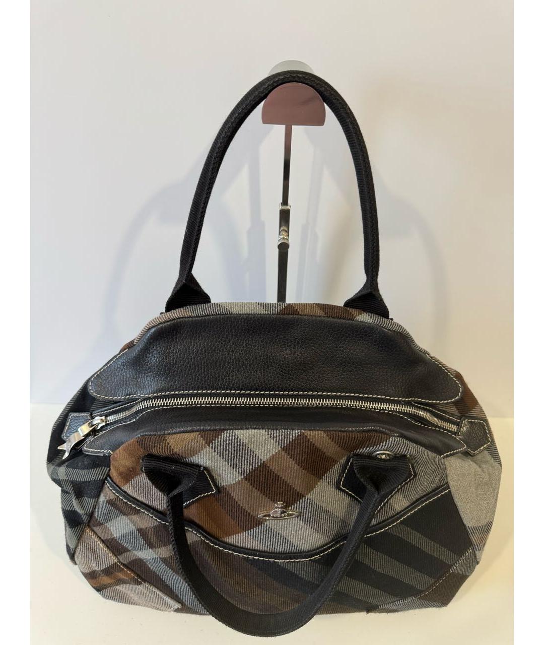 VIVIENNE WESTWOOD Коричневая тканевая сумка тоут, фото 4