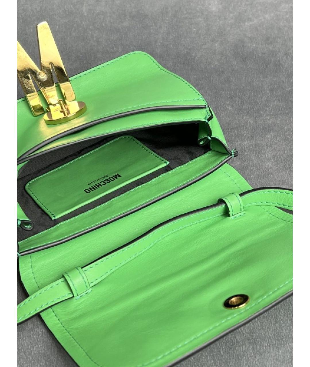 MOSCHINO Салатовая кожаная сумка через плечо, фото 4