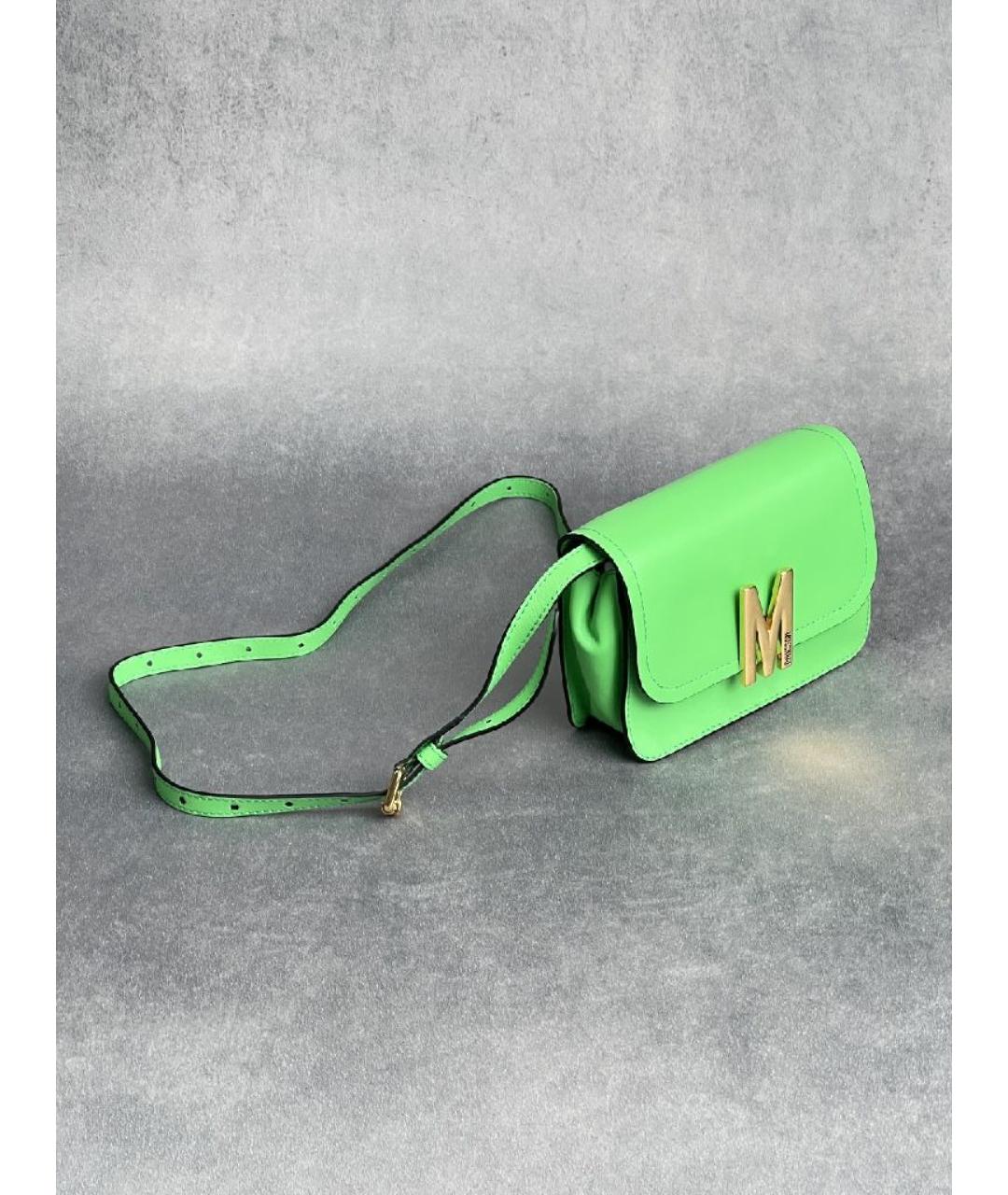 MOSCHINO Салатовая кожаная сумка через плечо, фото 6