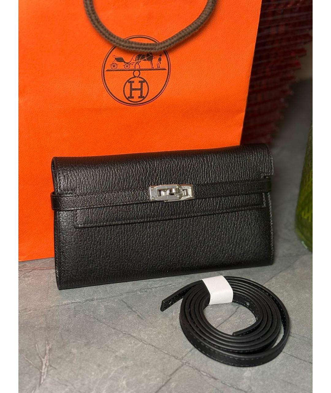 HERMES Черная кожаная сумка через плечо, фото 2