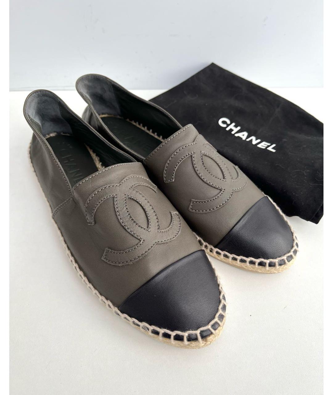 CHANEL Хаки кожаные эспадрильи, фото 3