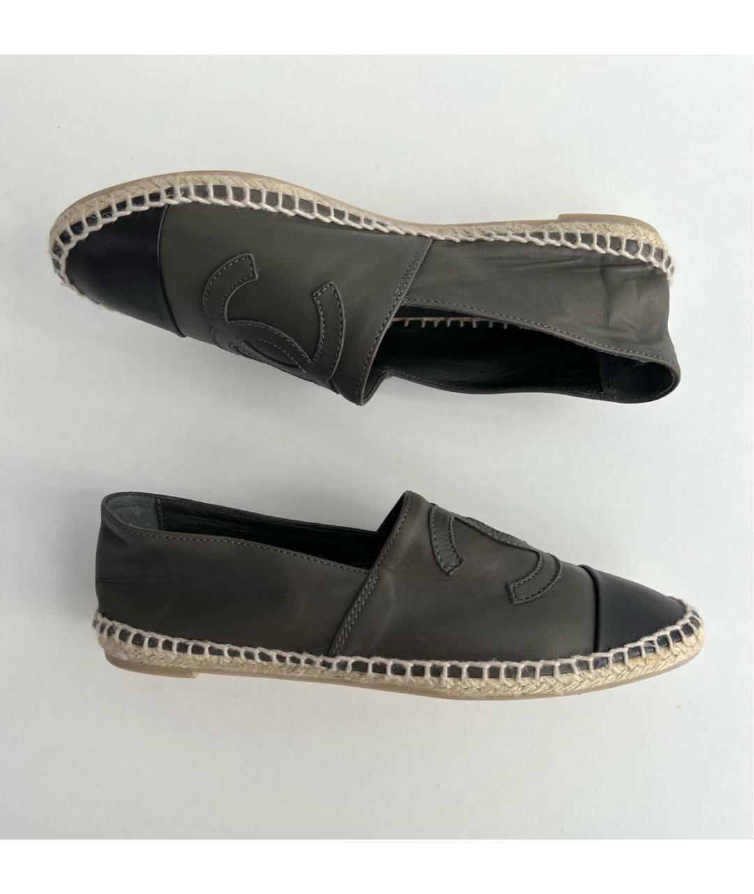 CHANEL Хаки кожаные эспадрильи, фото 9