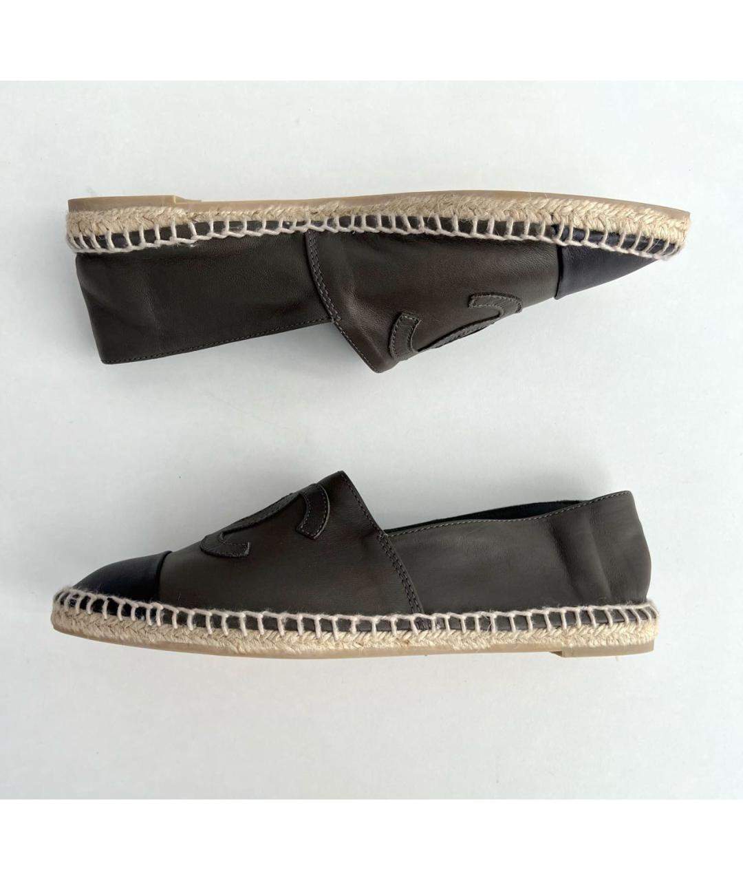 CHANEL Хаки кожаные эспадрильи, фото 2