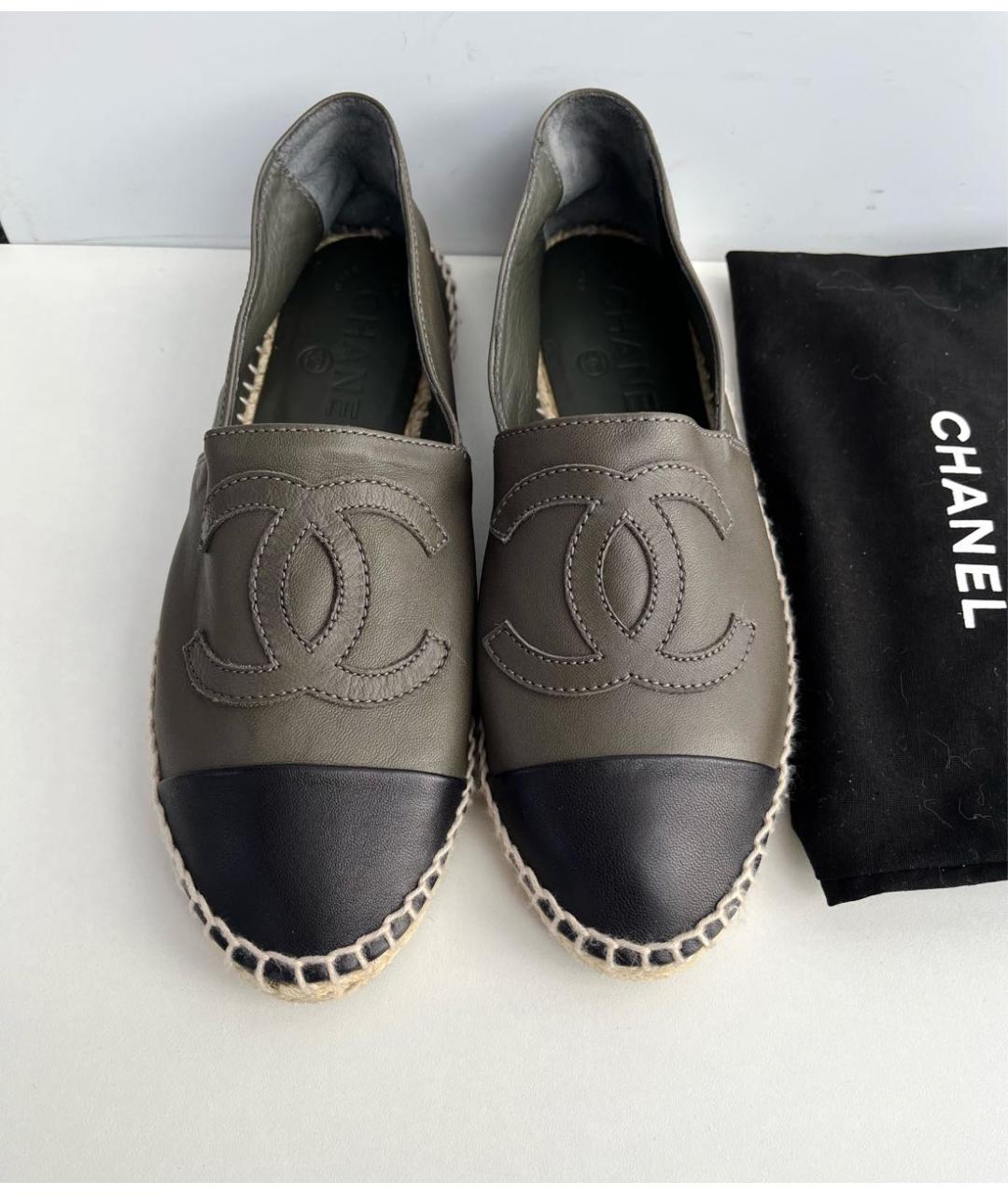 CHANEL Хаки кожаные эспадрильи, фото 7