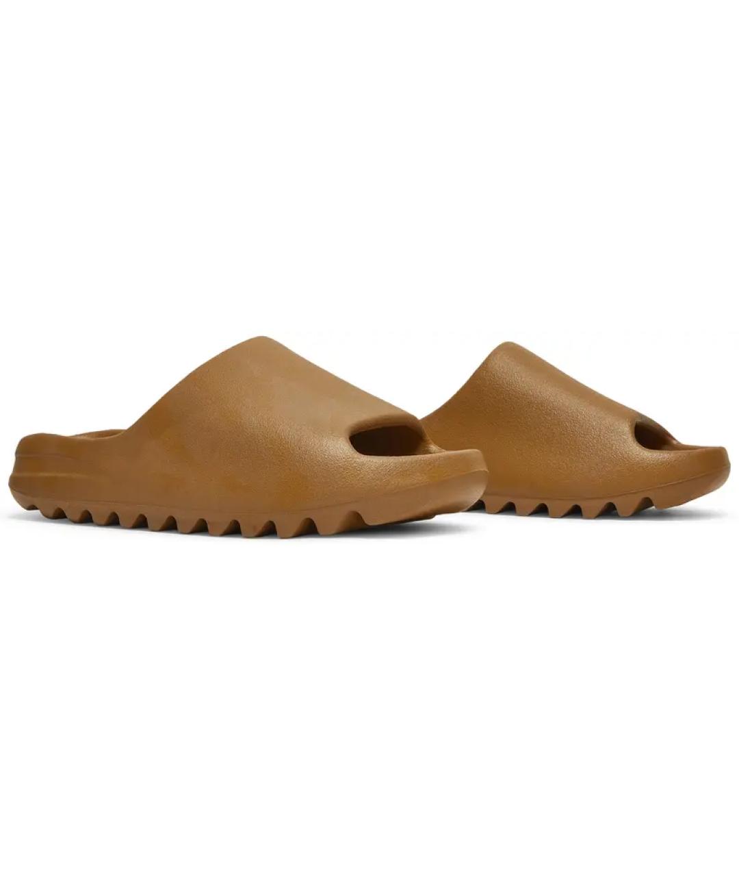 ADIDAS YEEZY Коричневые резиновые шлепанцы, фото 5