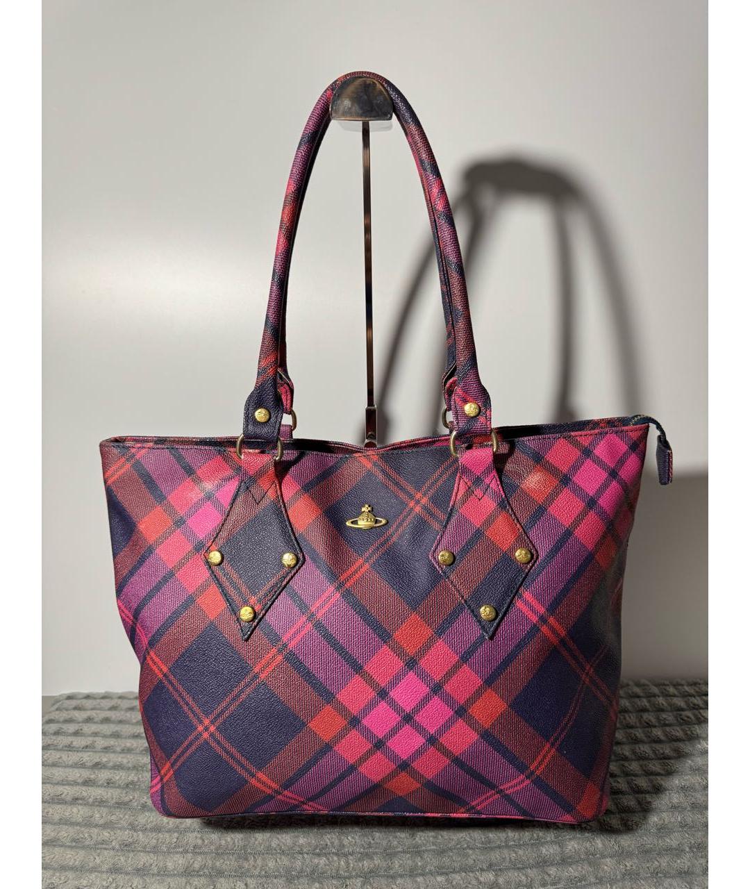 VIVIENNE WESTWOOD Фиолетовая сумка тоут из искусственной кожи, фото 9