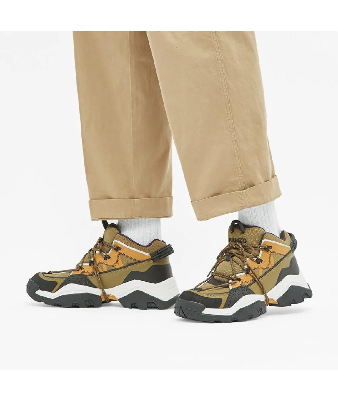 KENZO Хаки кожаные высокие кроссовки / кеды, фото 5