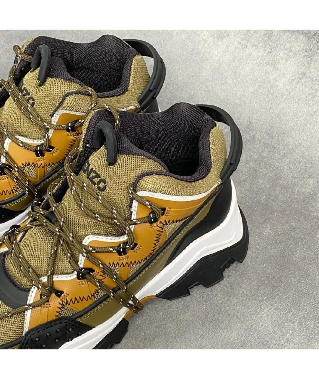 KENZO Хаки кожаные высокие кроссовки / кеды, фото 3