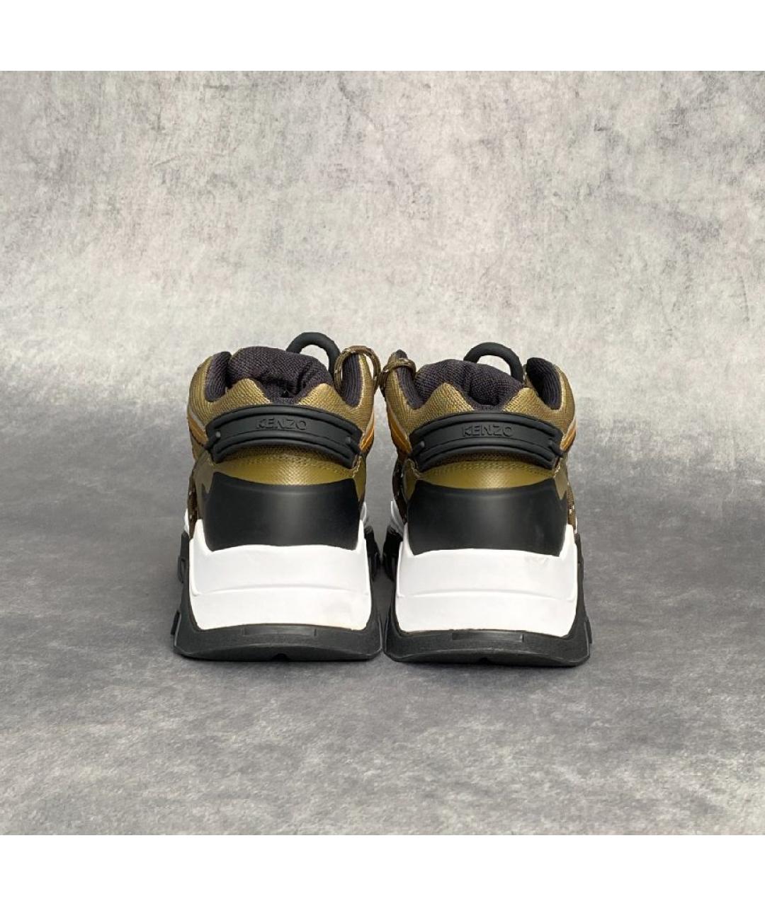 KENZO Хаки кожаные высокие кроссовки / кеды, фото 4
