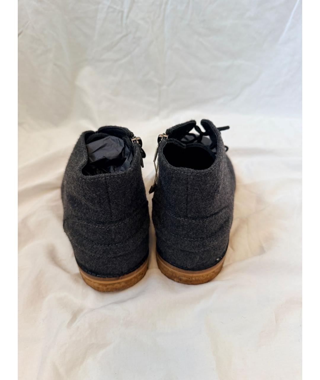 NEIL BARRETT Антрацитовые текстильные туфли, фото 4