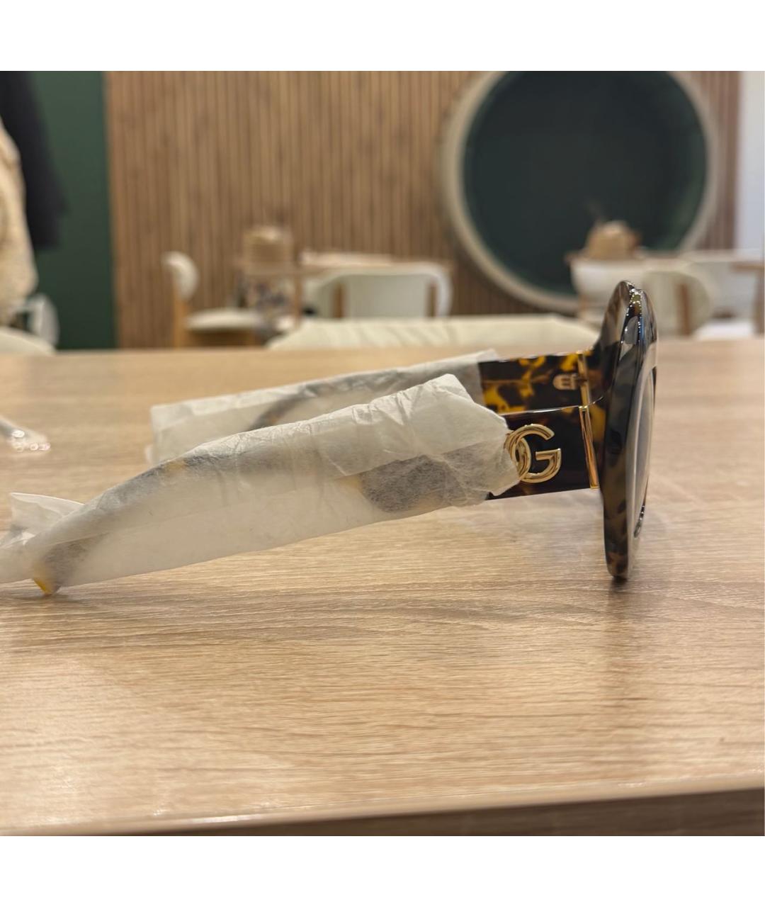 DOLCE&GABBANA Коричневые пластиковые солнцезащитные очки, фото 2