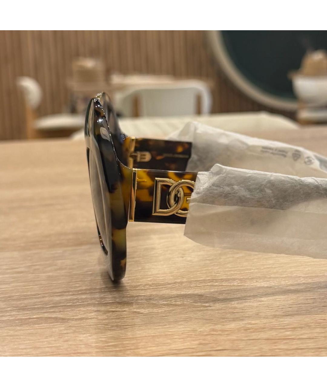 DOLCE&GABBANA Коричневые пластиковые солнцезащитные очки, фото 3