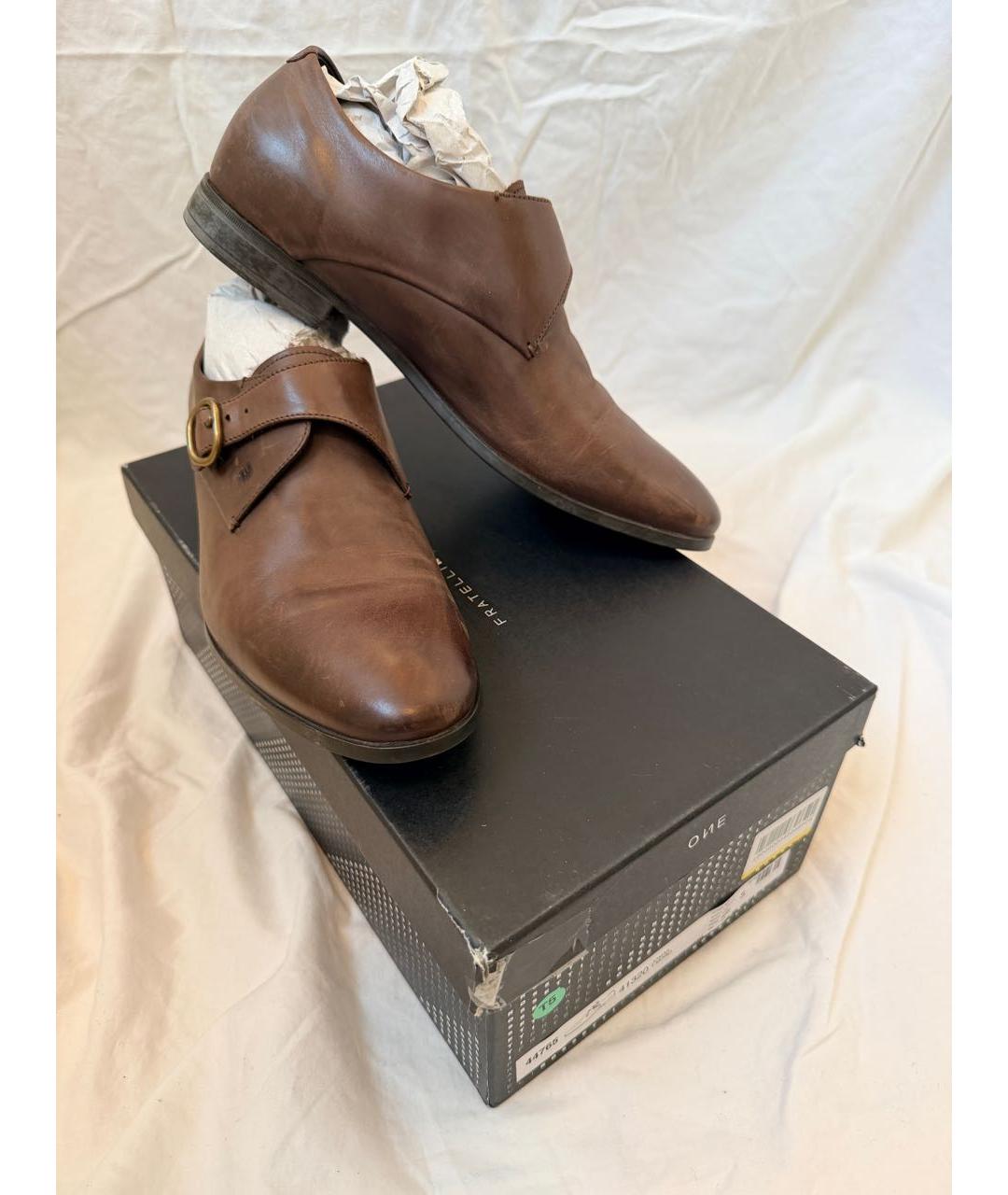 FRATELLI ROSSETTI Коричневые кожаные низкие ботинки, фото 7