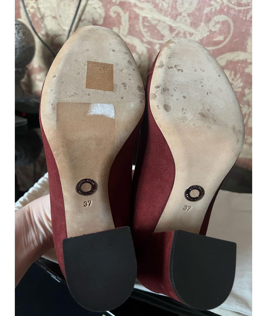 LORO PIANA Бордовые замшевые туфли, фото 5
