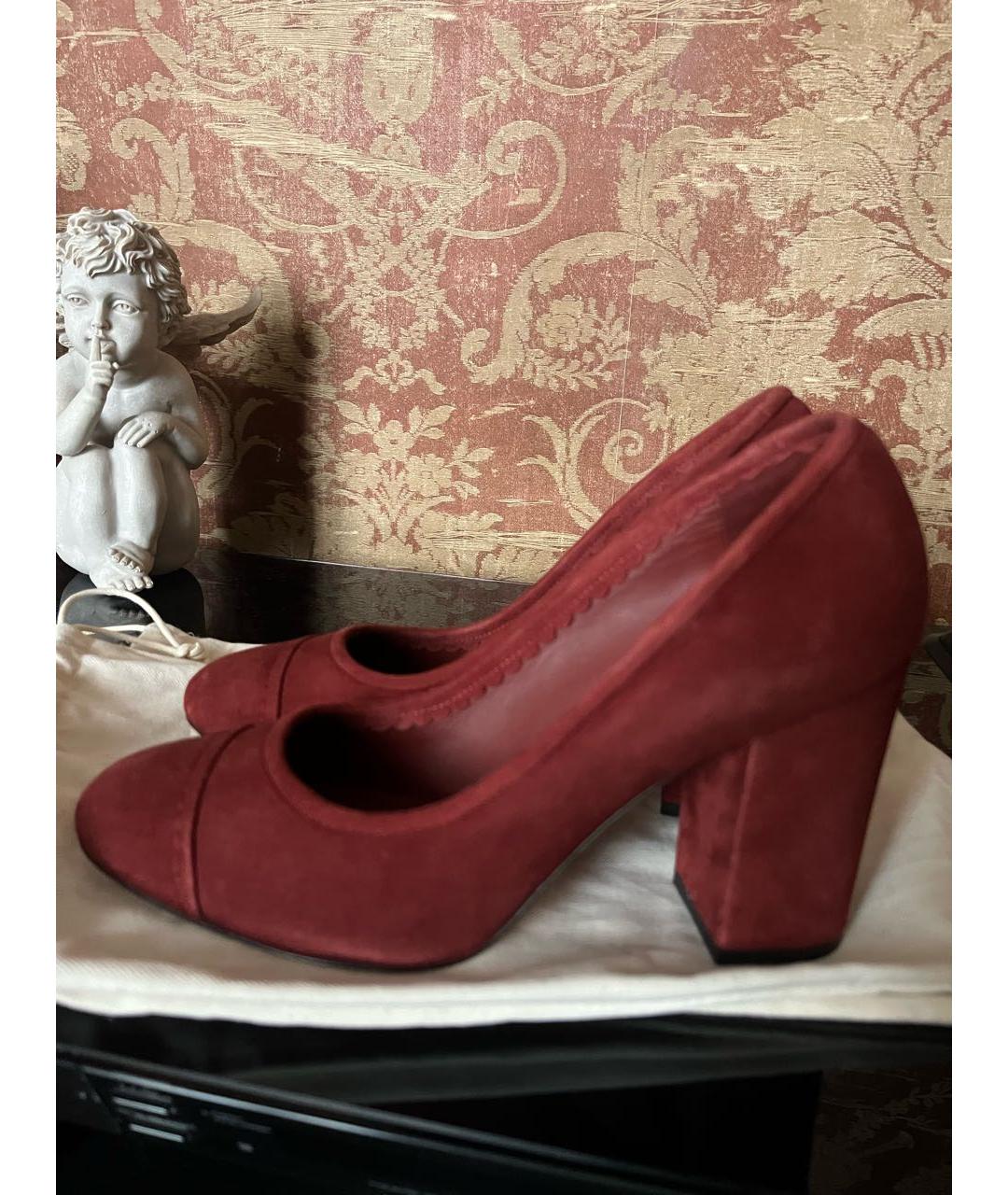 LORO PIANA Бордовые замшевые туфли, фото 2