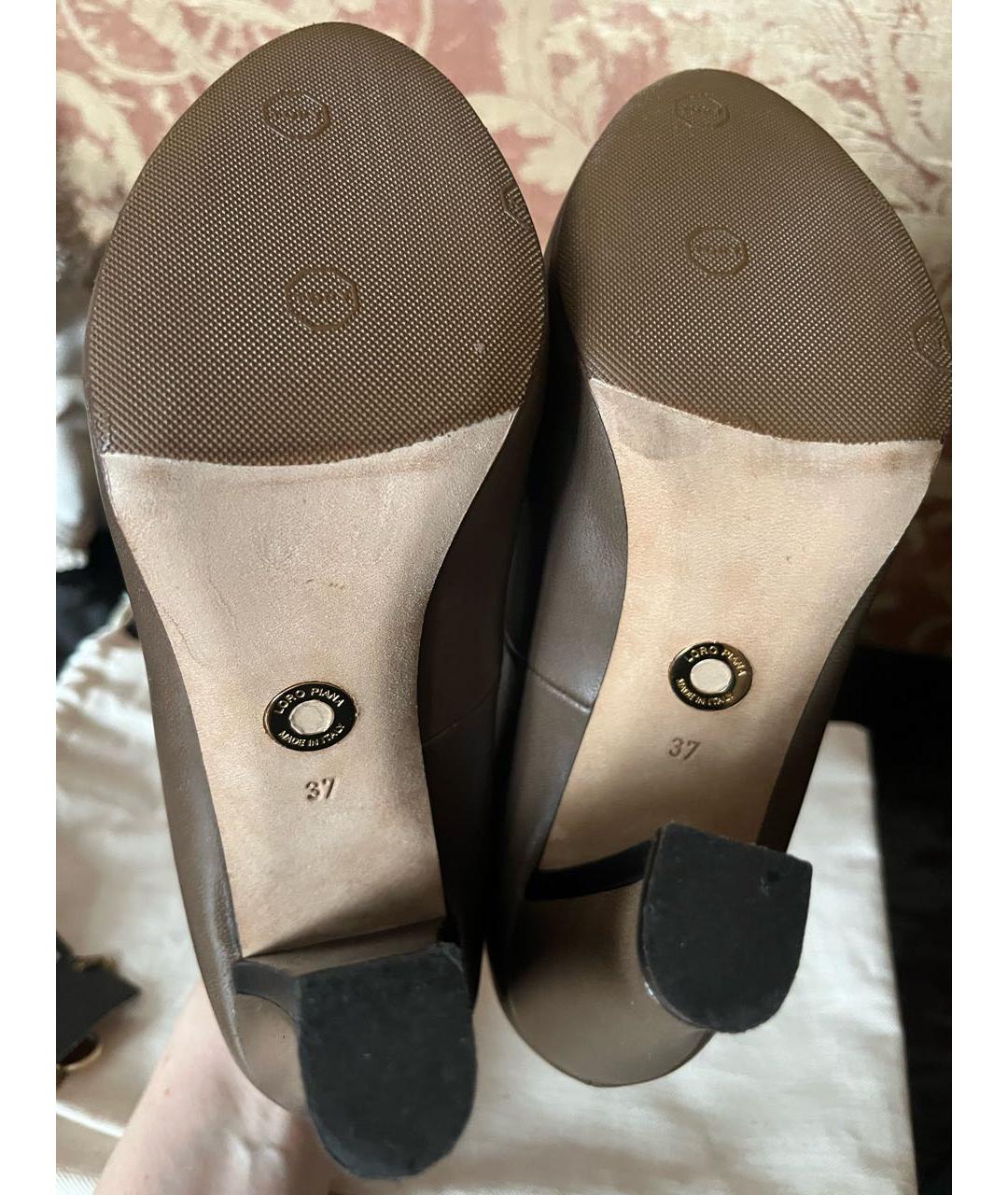 LORO PIANA Коричневые кожаные туфли, фото 4