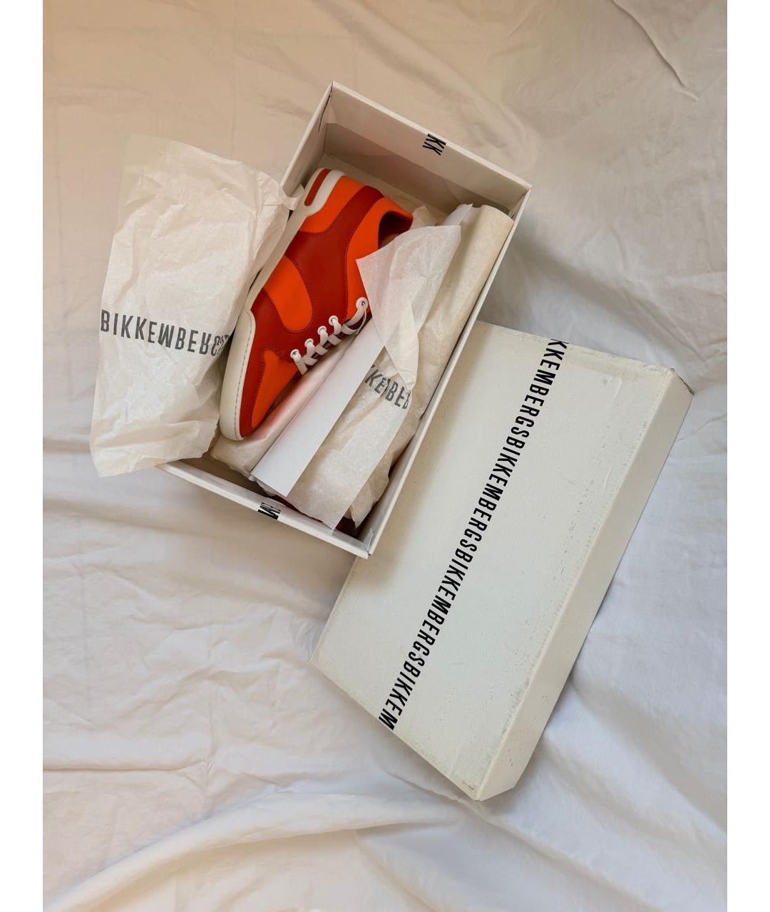 BIKKEMBERGS Оранжевое кожаные низкие кроссовки / кеды, фото 5