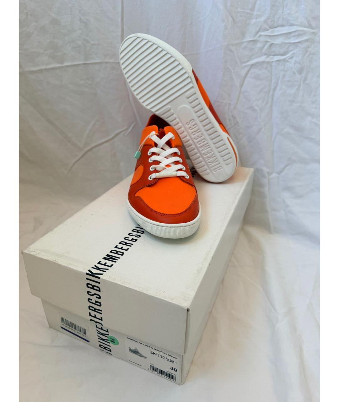 BIKKEMBERGS Оранжевое кожаные низкие кроссовки / кеды, фото 3