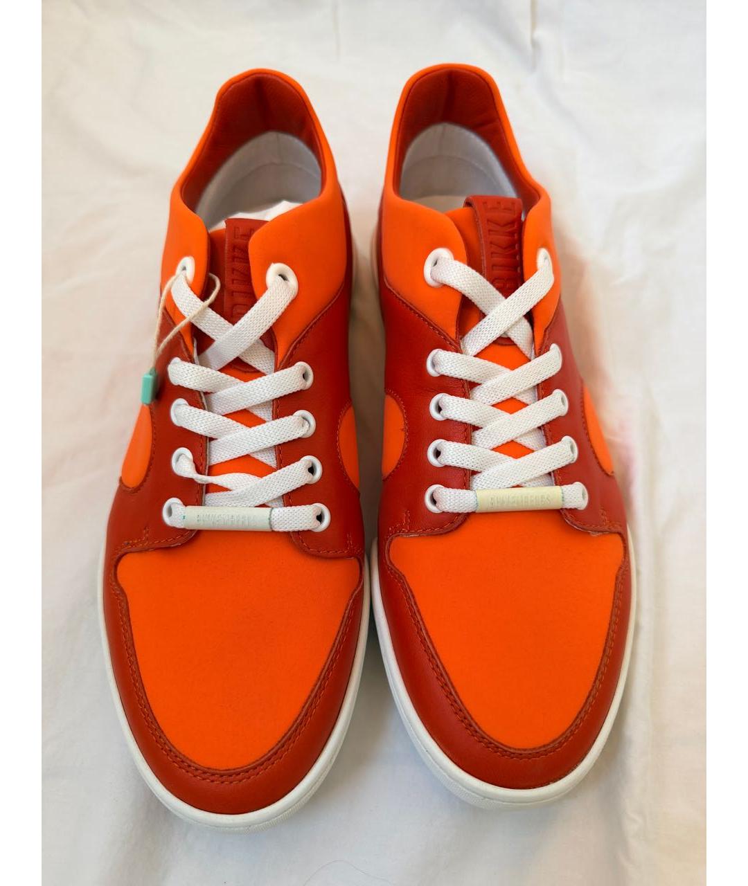 BIKKEMBERGS Оранжевое кожаные низкие кроссовки / кеды, фото 2