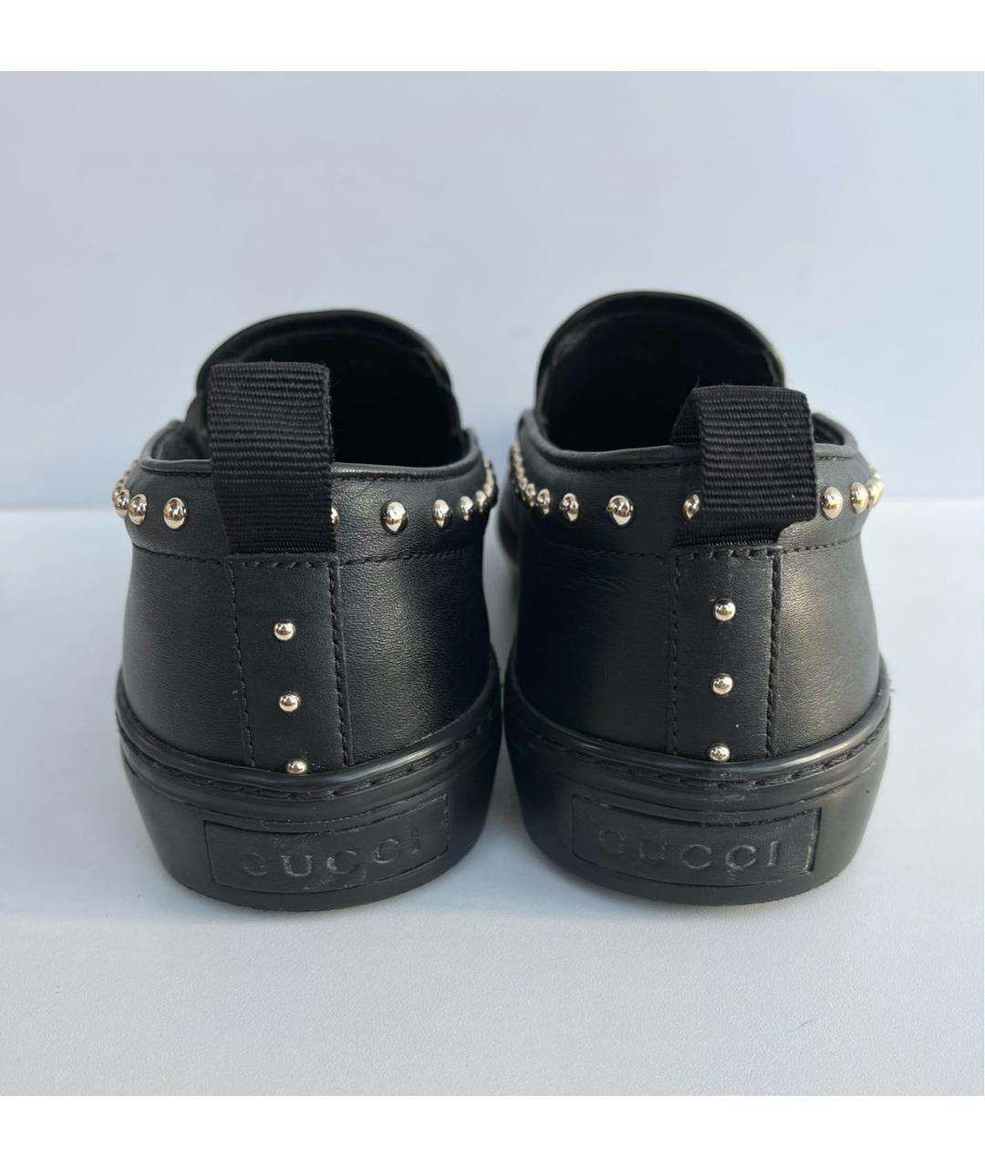 GUCCI Черные кожаные слипоны, фото 4