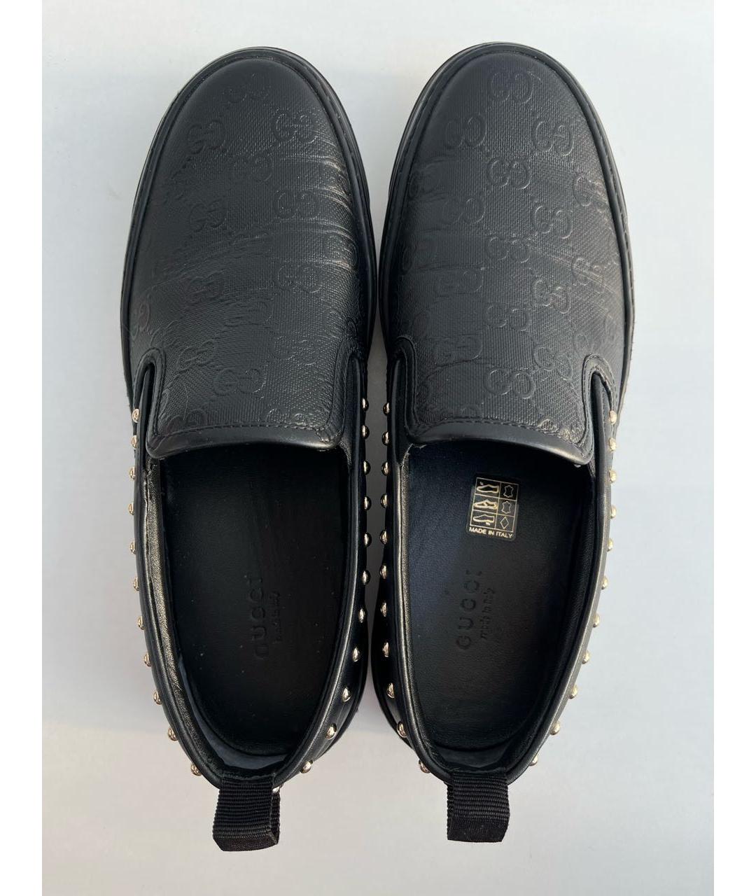 GUCCI Черные кожаные слипоны, фото 5