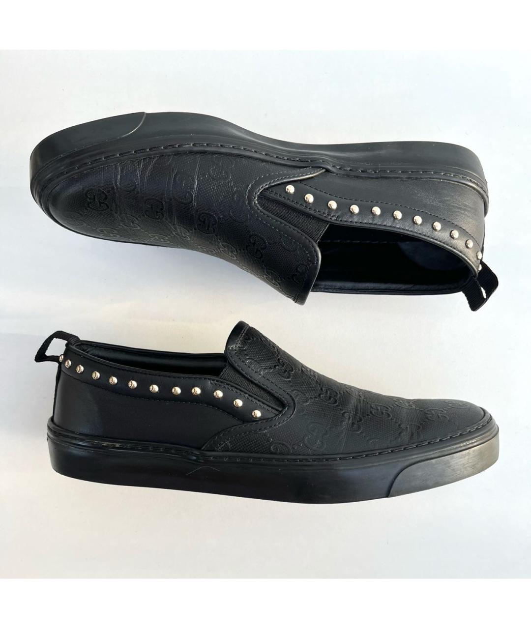 GUCCI Черные кожаные слипоны, фото 9