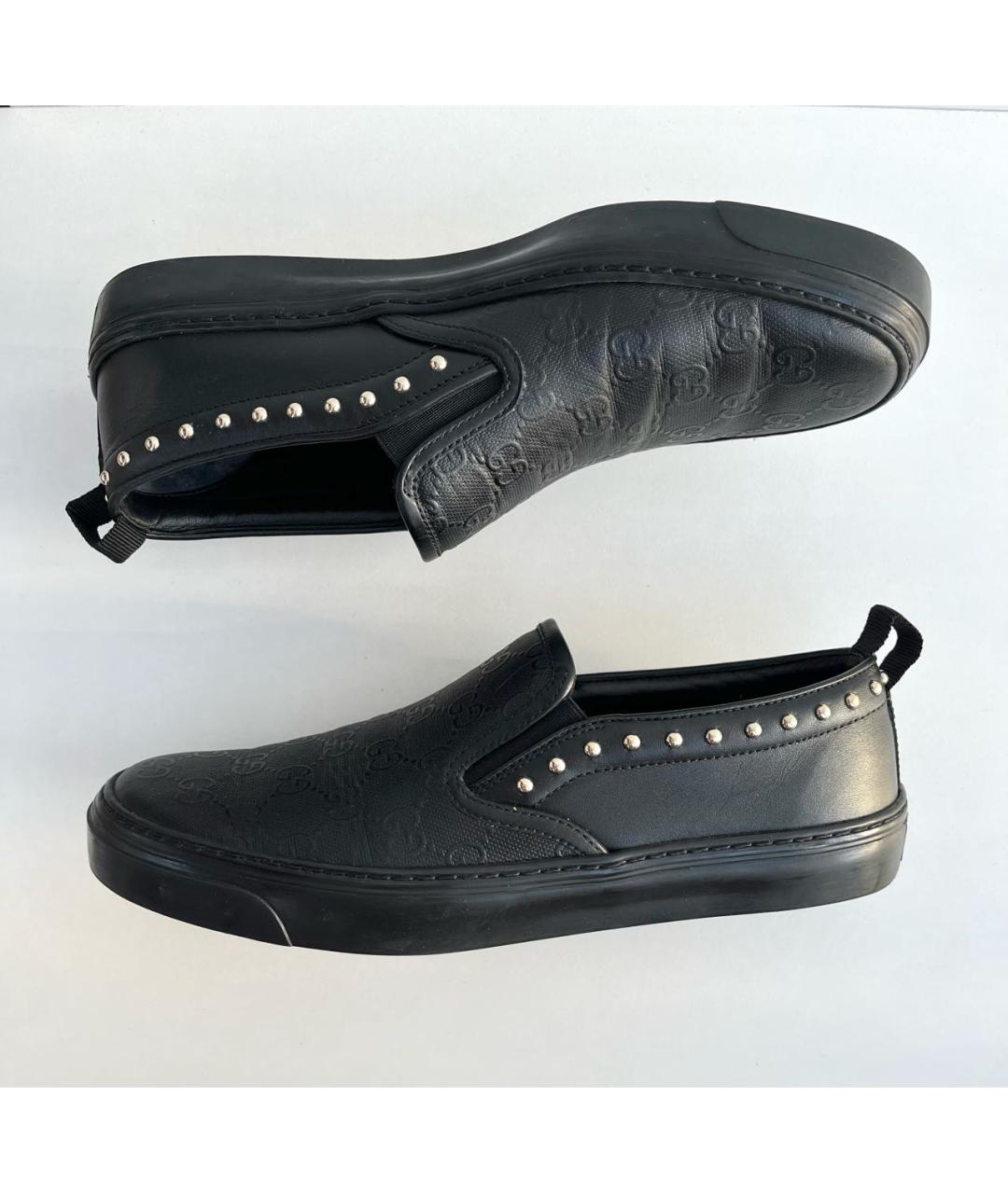 GUCCI Черные кожаные слипоны, фото 2