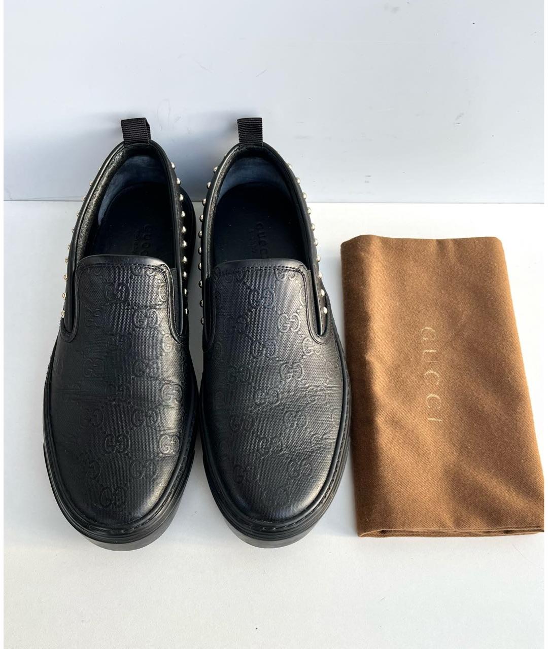 GUCCI Черные кожаные слипоны, фото 3