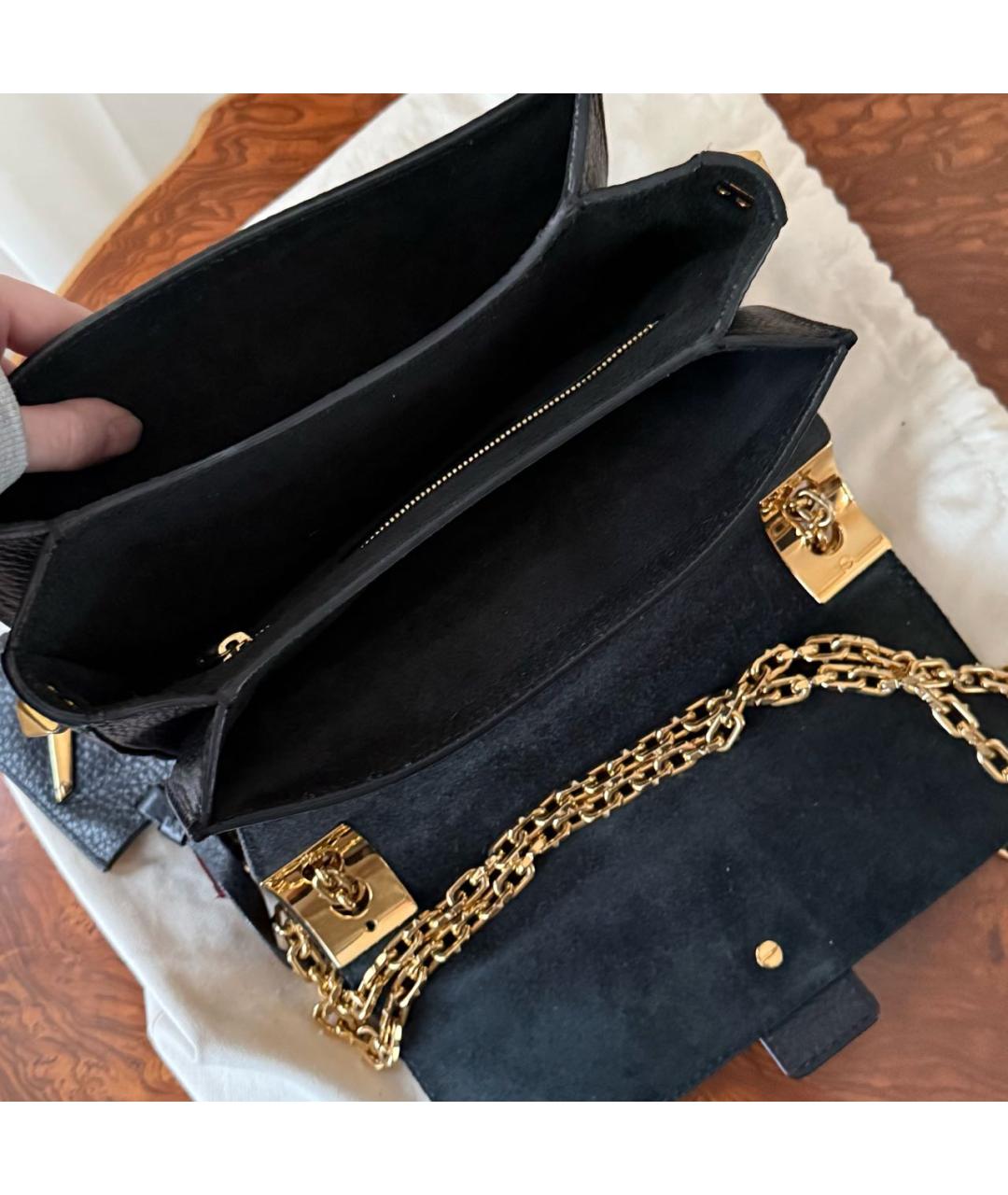 VALENTINO Черная кожаная сумка через плечо, фото 4