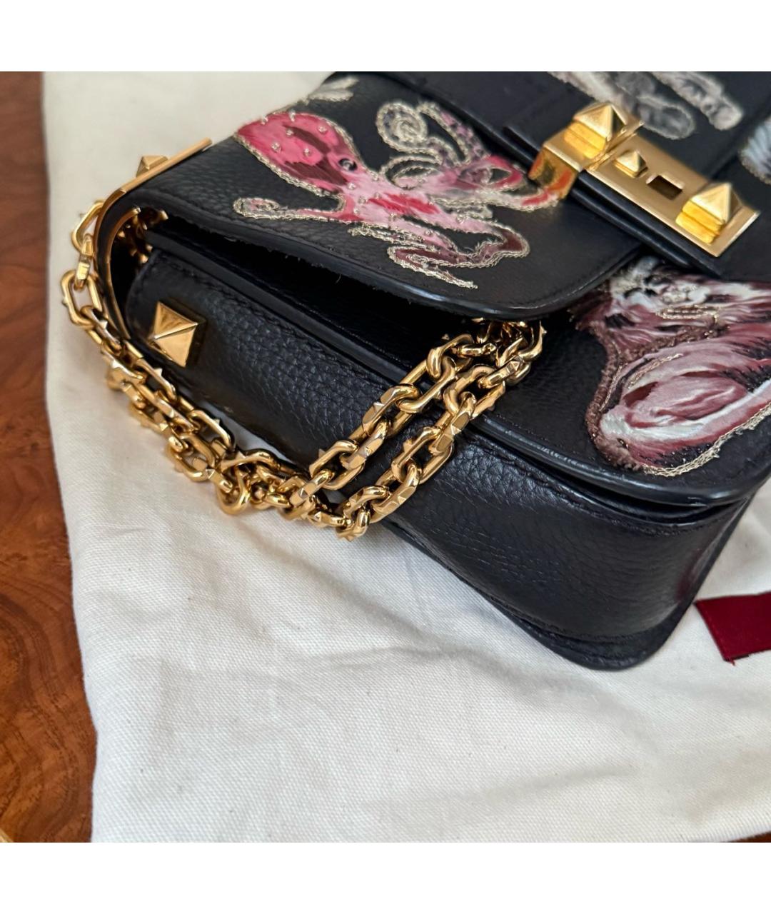 VALENTINO Черная кожаная сумка через плечо, фото 6