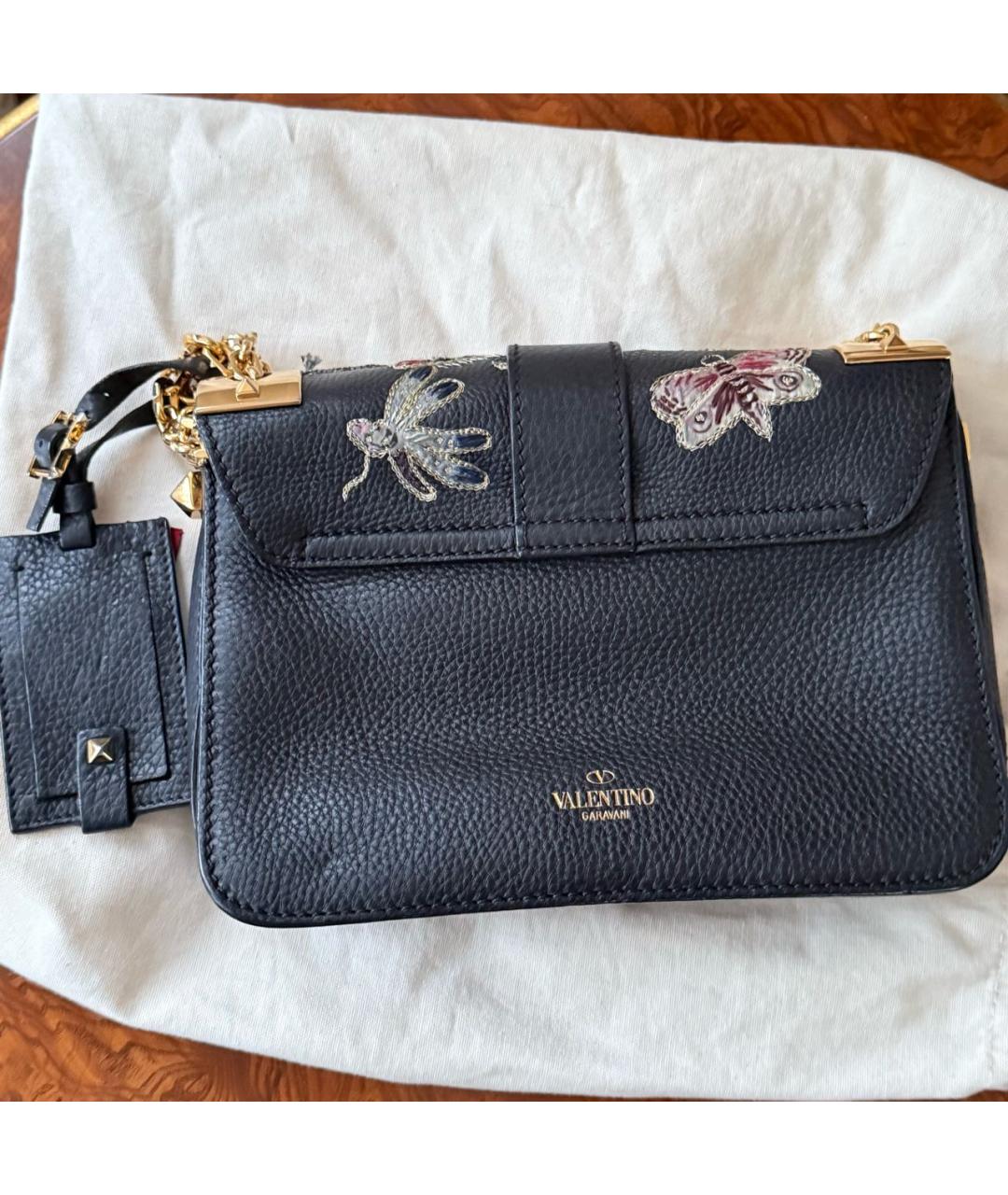 VALENTINO Черная кожаная сумка через плечо, фото 3