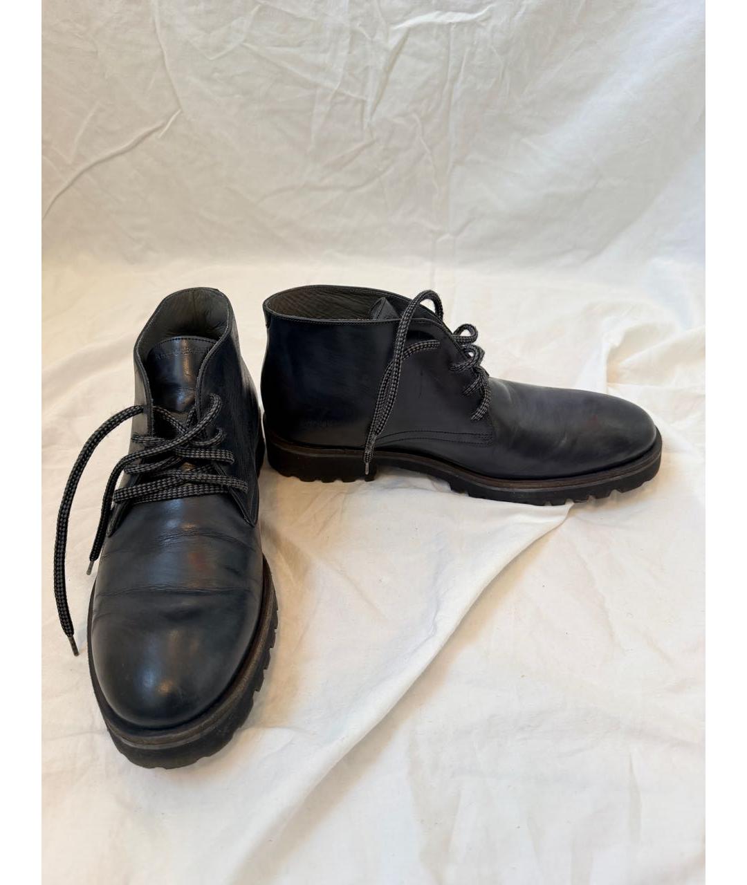 EMPORIO ARMANI Темно-синие кожаные высокие ботинки, фото 6