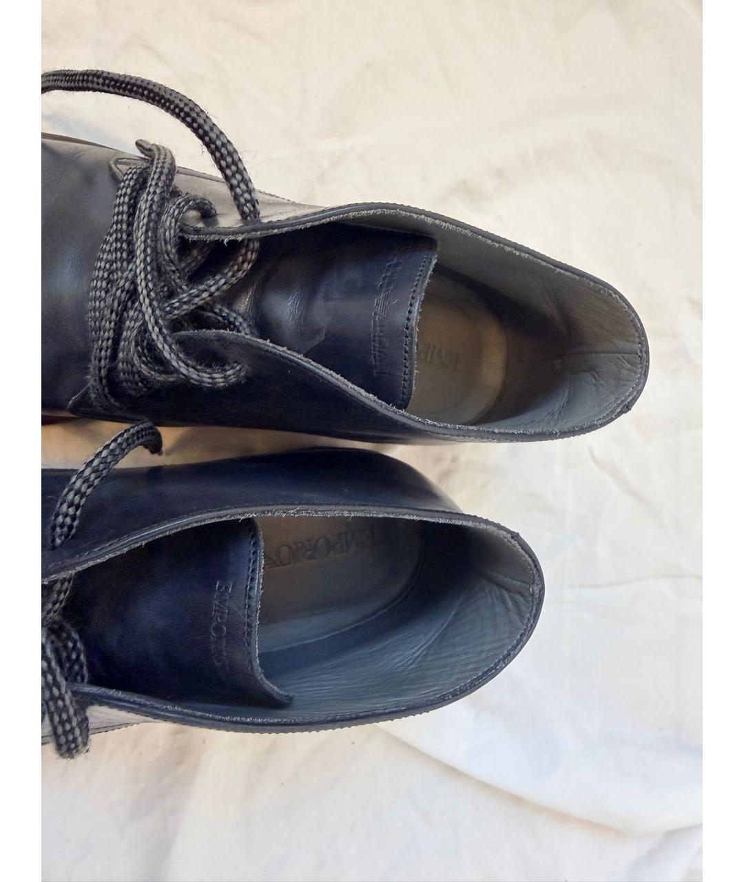 EMPORIO ARMANI Темно-синие кожаные высокие ботинки, фото 5