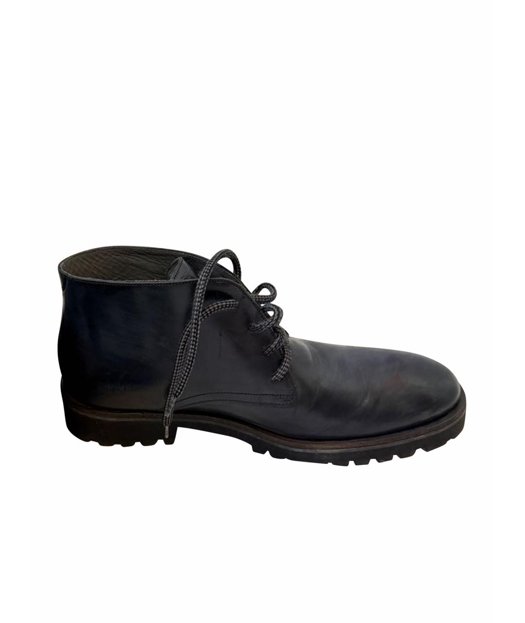 EMPORIO ARMANI Темно-синие кожаные высокие ботинки, фото 1