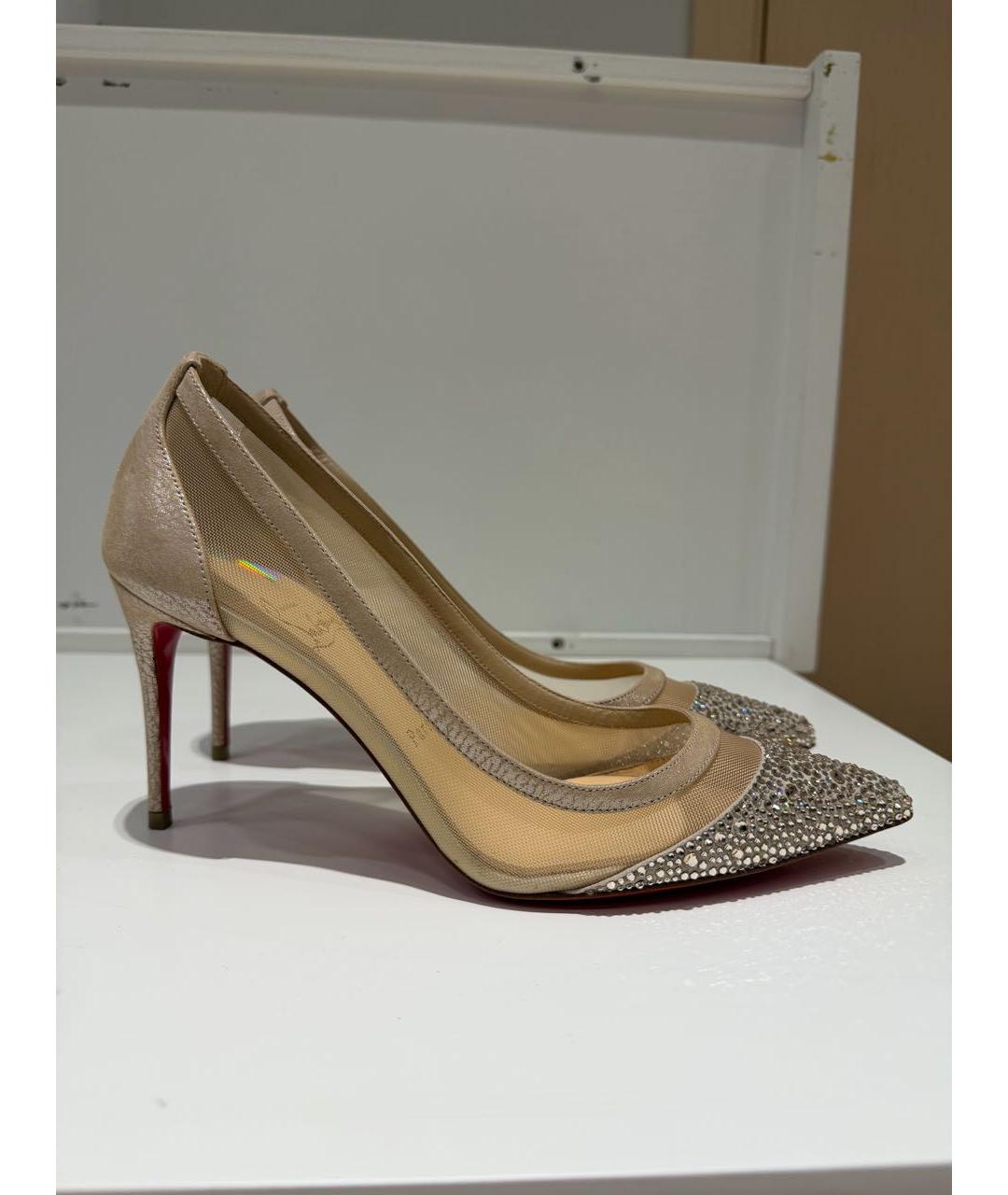 CHRISTIAN LOUBOUTIN Бежевые нубуковые туфли, фото 5