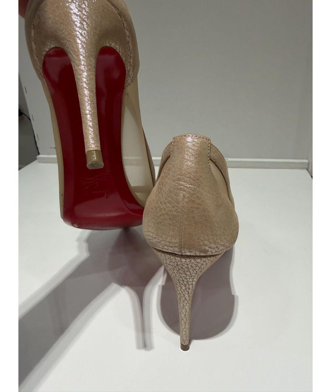 CHRISTIAN LOUBOUTIN Бежевые нубуковые туфли, фото 4