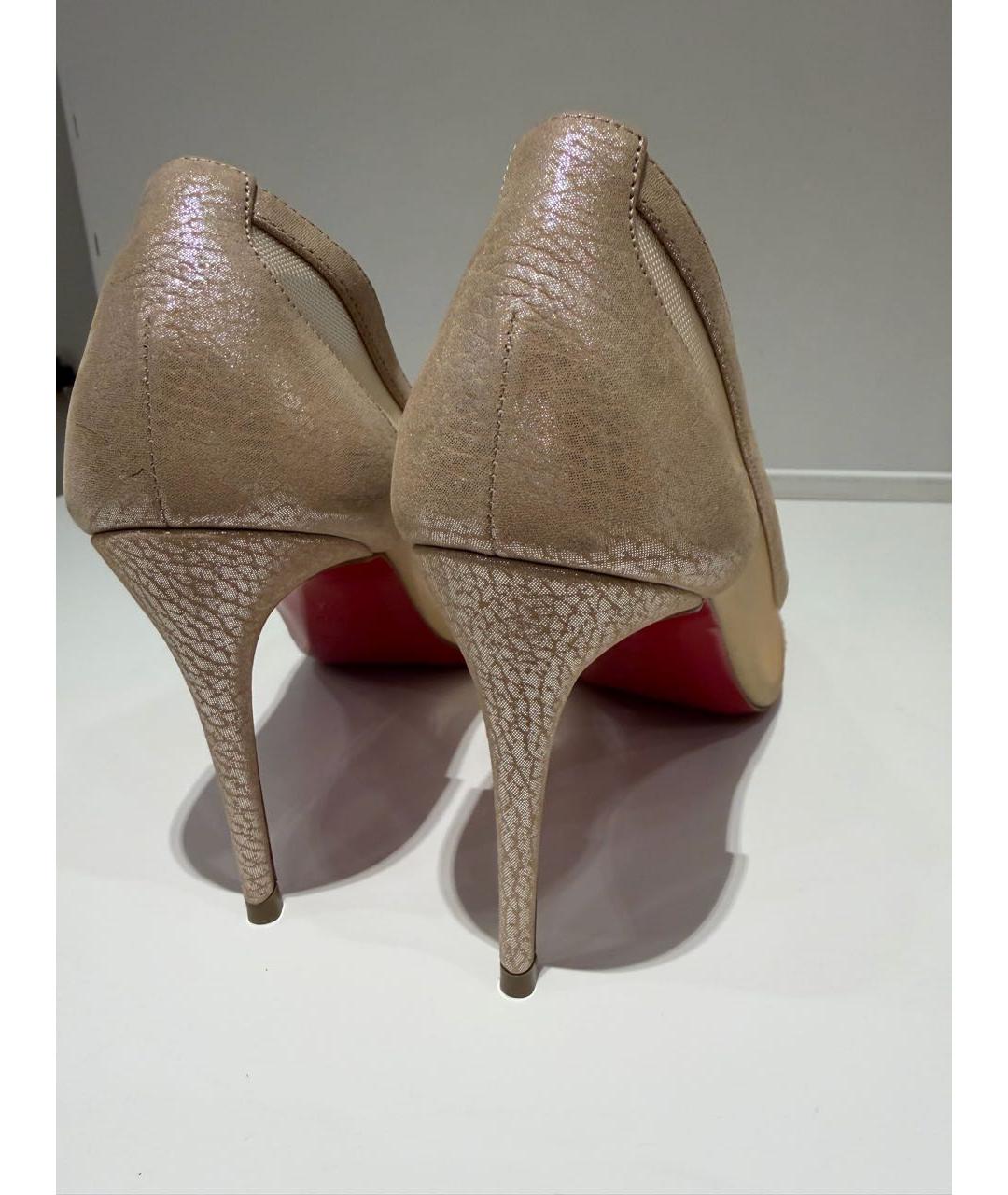 CHRISTIAN LOUBOUTIN Бежевые нубуковые туфли, фото 3