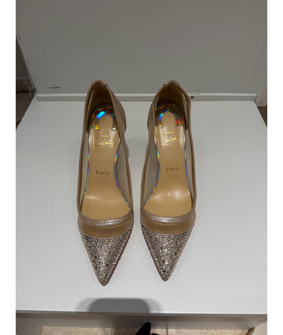 CHRISTIAN LOUBOUTIN Бежевые нубуковые туфли, фото 2