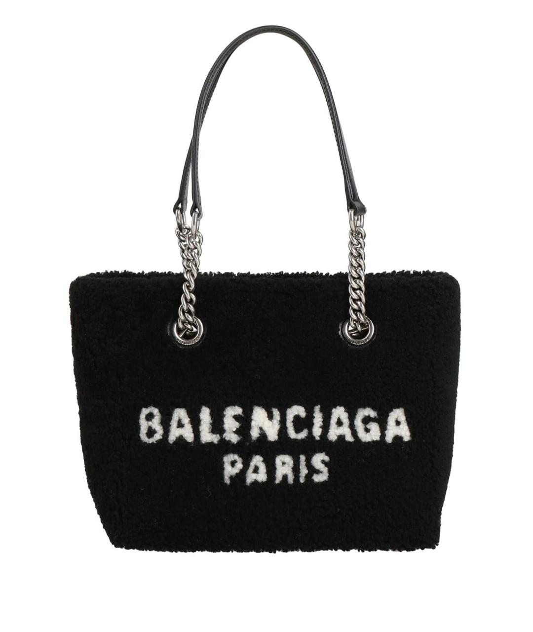 BALENCIAGA Черная шерстяная сумка тоут, фото 4