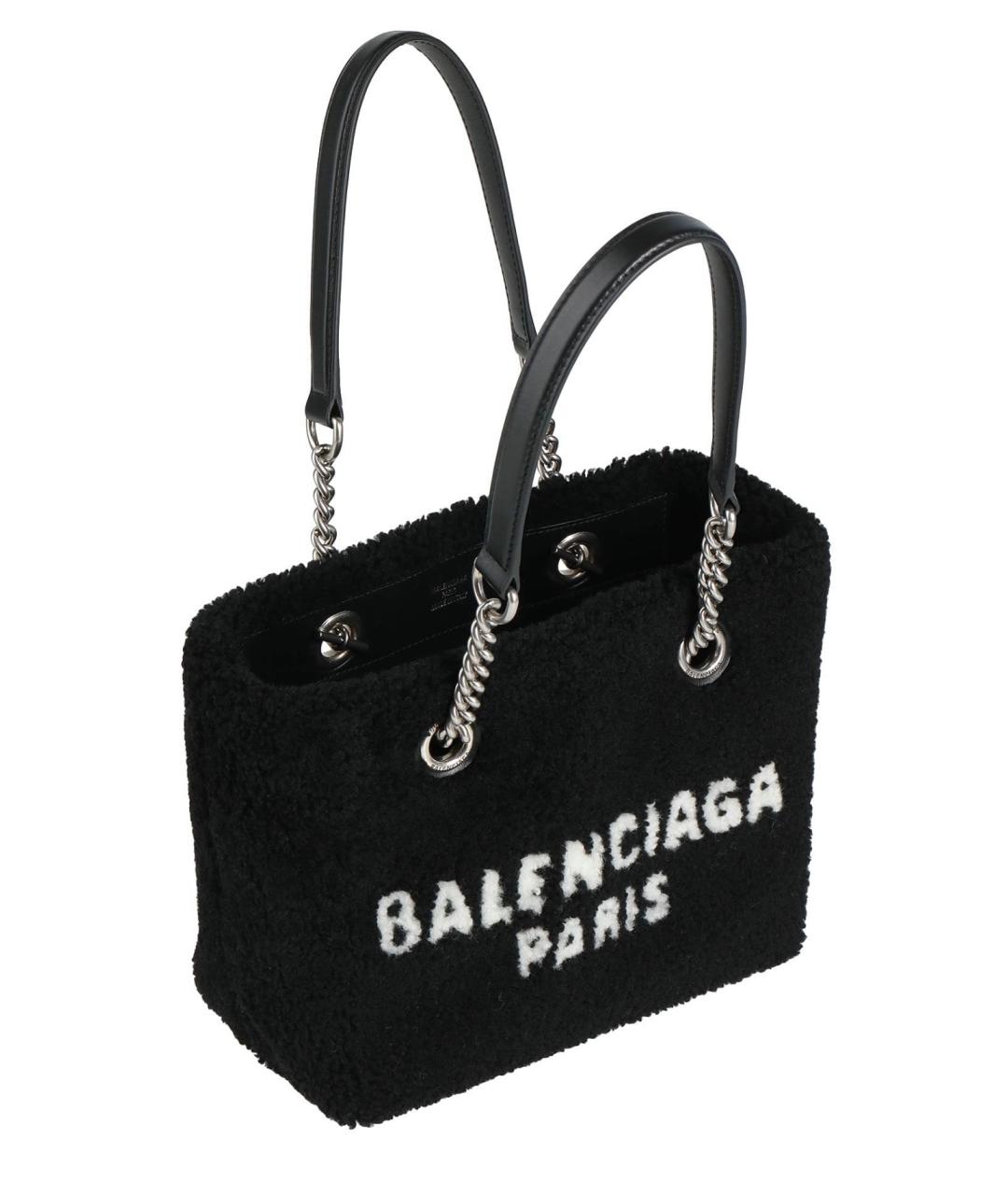 BALENCIAGA Черная шерстяная сумка тоут, фото 2