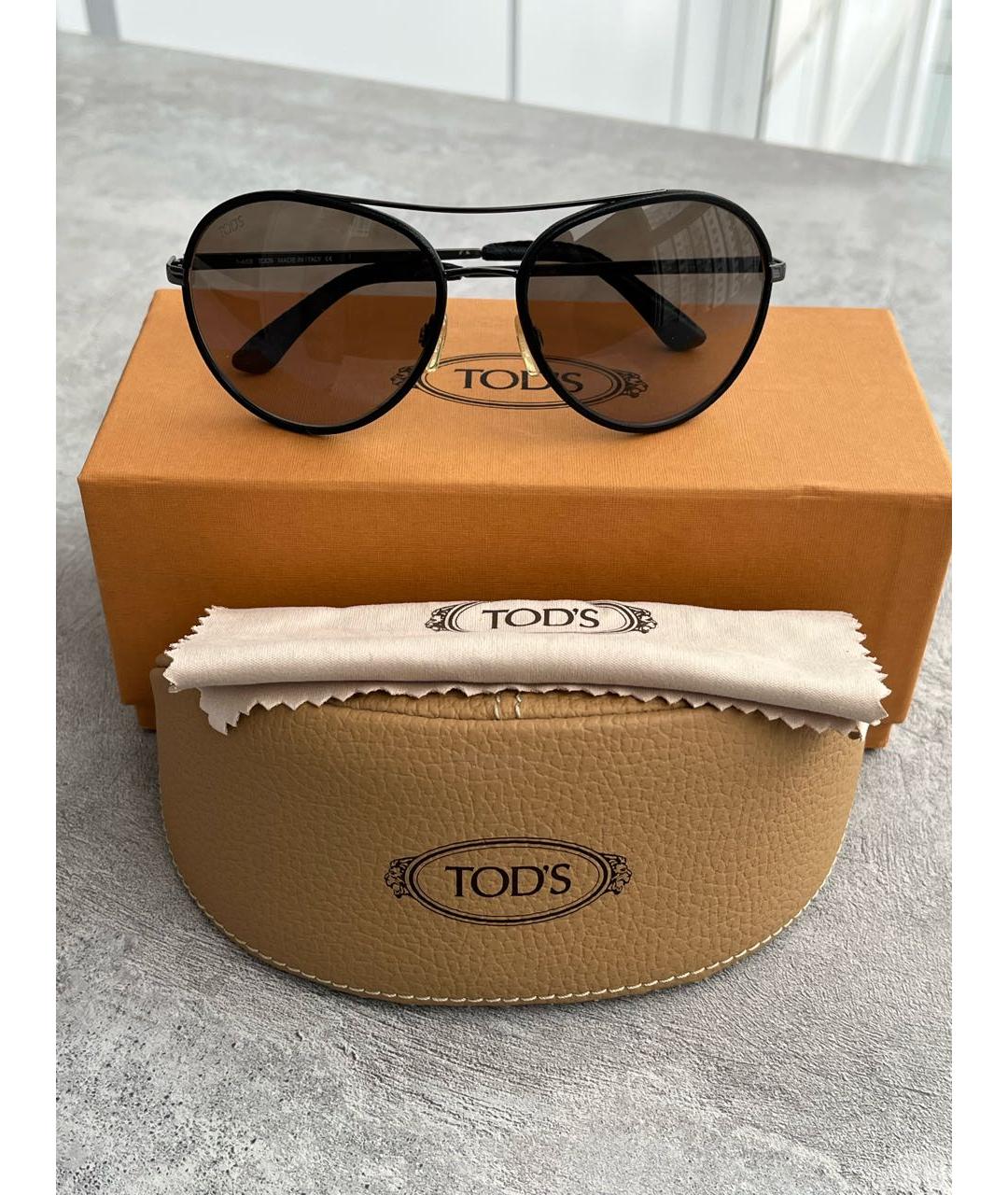 TOD'S Коричневые металлические солнцезащитные очки, фото 2