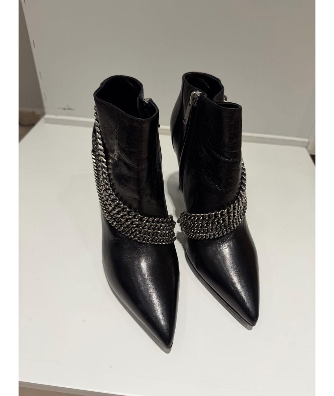 SAINT LAURENT Черные кожаные ботильоны, фото 2