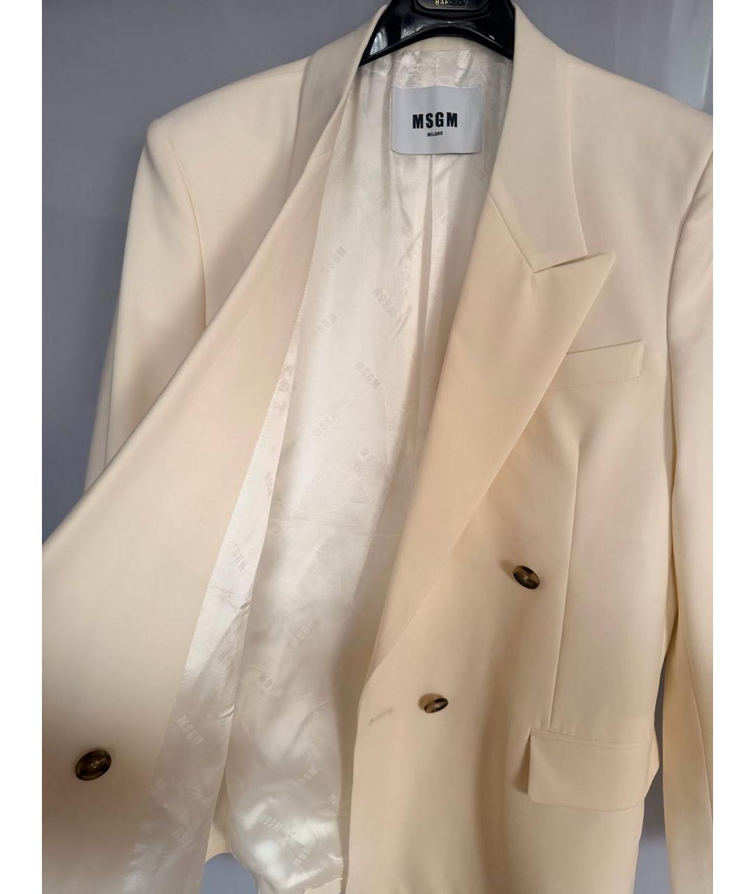 MSGM Белый шерстяной жакет/пиджак, фото 3