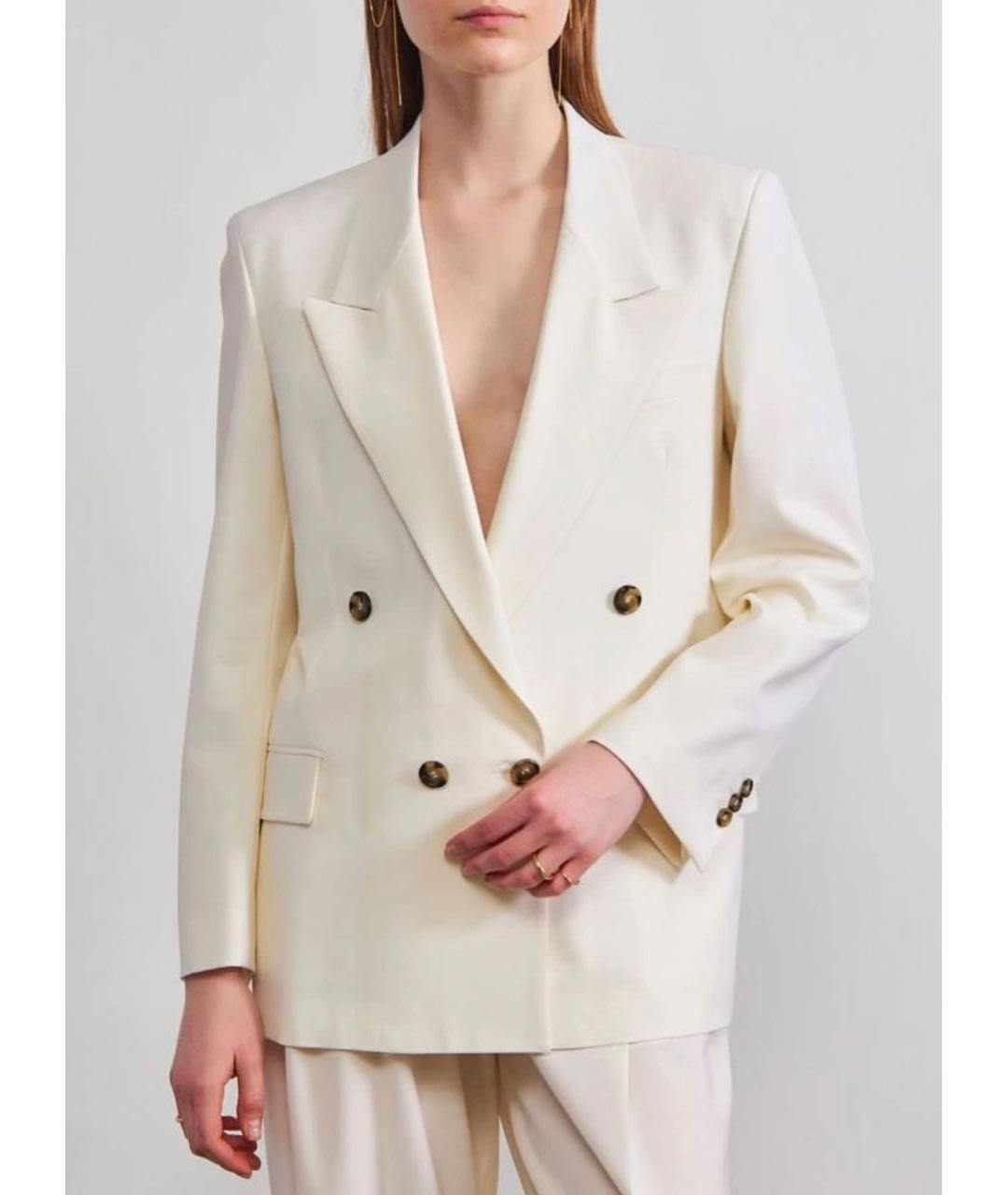 MSGM Белый шерстяной жакет/пиджак, фото 4