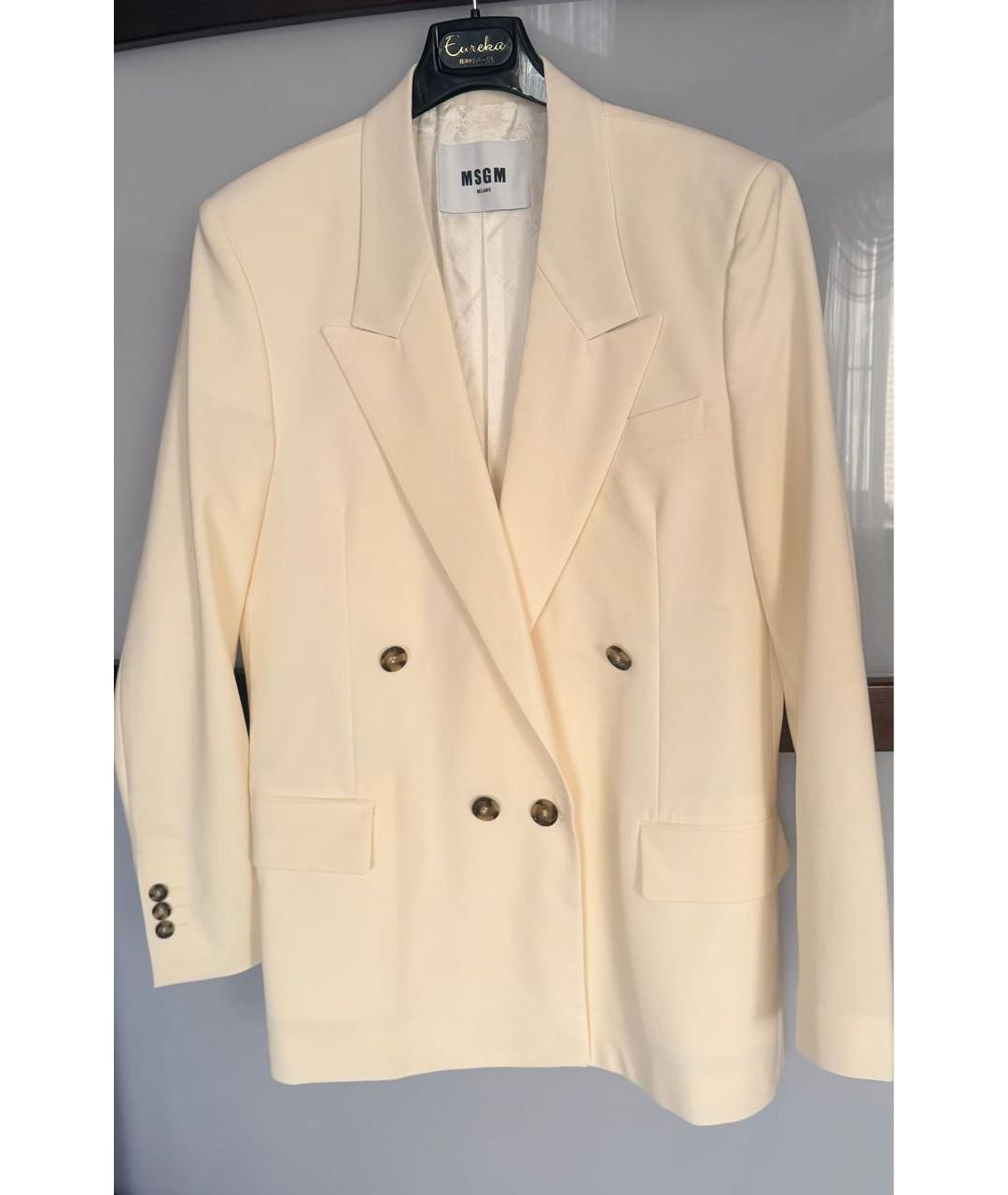 MSGM Белый шерстяной жакет/пиджак, фото 5